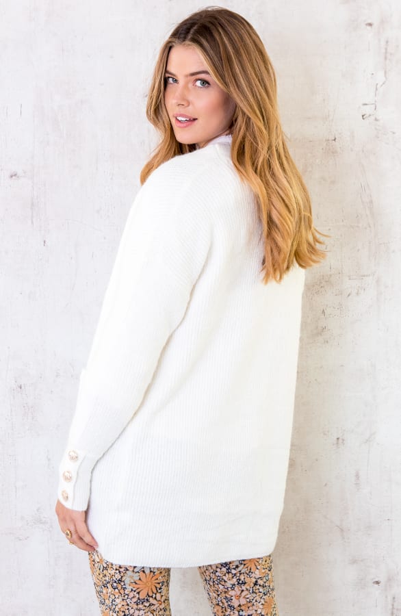 Gebreid Vest Knopen Offwhite – shoparchief, foto 4