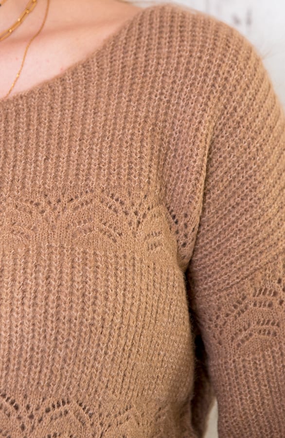 Gebreide Kanten Trui Camel – shoparchief, foto 4