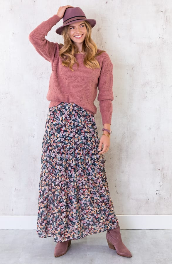 Gebreide Kanten Trui Oud Roze – shoparchief, foto 1