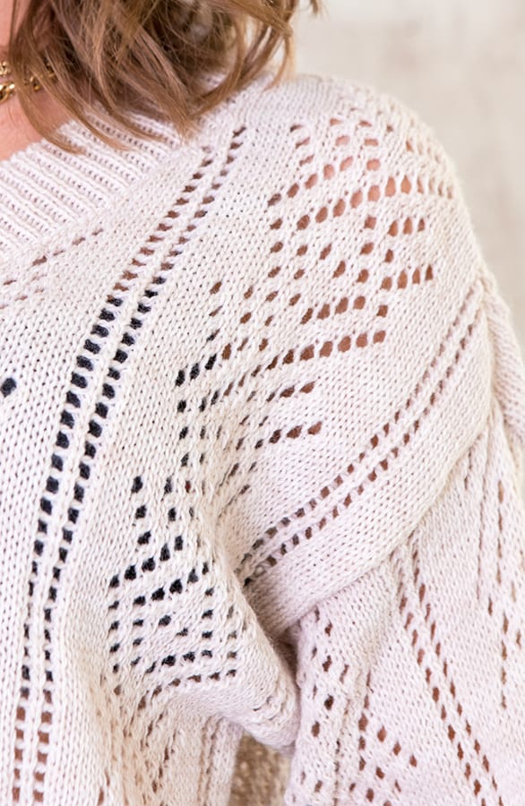 Gehaakte V Trui Beige – shoparchief, foto 4