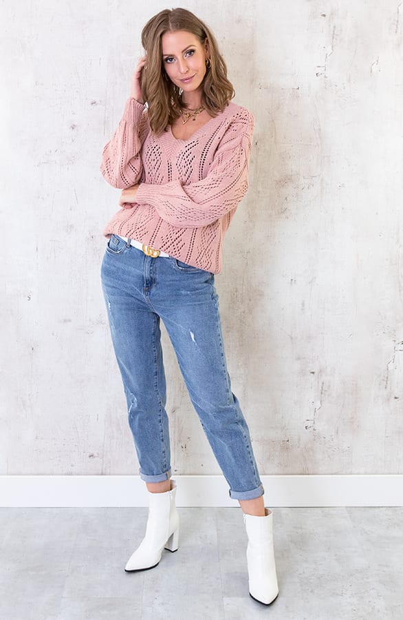 Gehaakte V Trui Dust Roze – shoparchief, foto 4