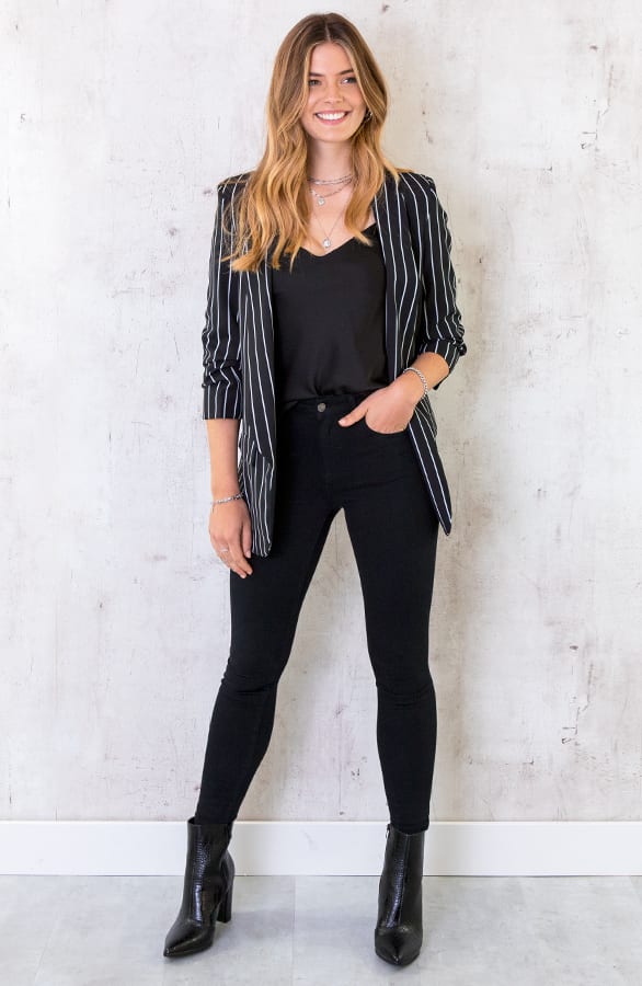 Gestreepte Blazer Zwart – shoparchief, foto 4