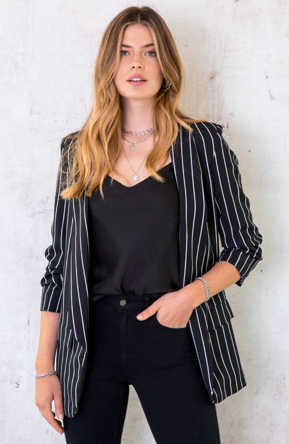 Gestreepte Blazer Zwart – shoparchief, foto 1