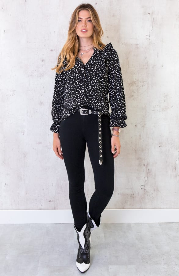 Hartjes Ruches Blouse Zwart – shoparchief, foto 6