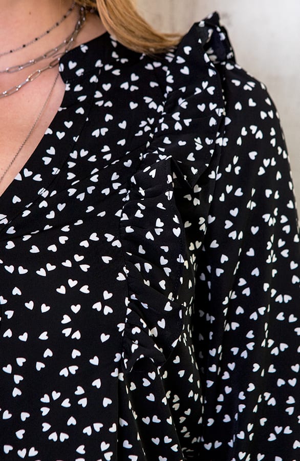 Hartjes Ruches Blouse Zwart – shoparchief, foto 5