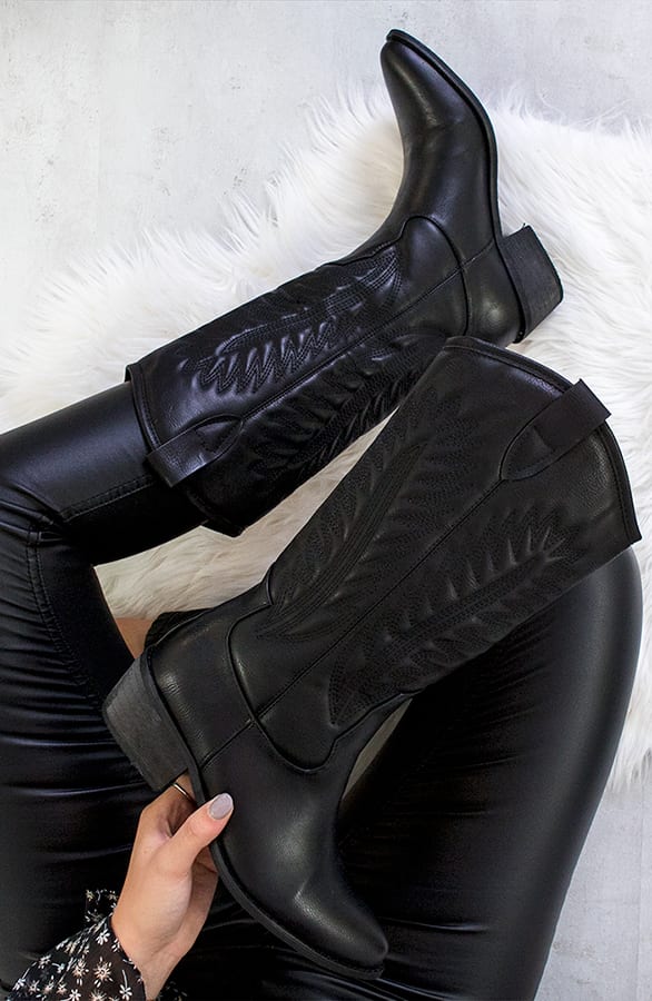 Hoge Cowboylaarzen Leer Zwart 2.0 – alle schoenen, foto 3
