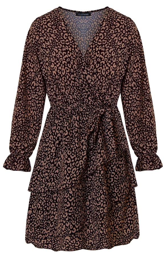 Jurk Met Panterprint Zwart Camel – shoparchief, foto 6