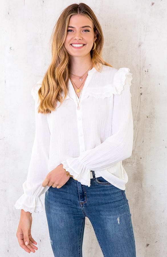 Katoenen Blouse Met Kant Wit – shoparchief, foto 5