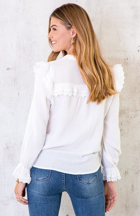 Katoenen Blouse Met Kant Wit – shoparchief, foto 6