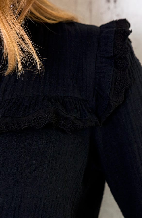 Katoenen Blouse Met Kant Zwart – shoparchief, foto 4