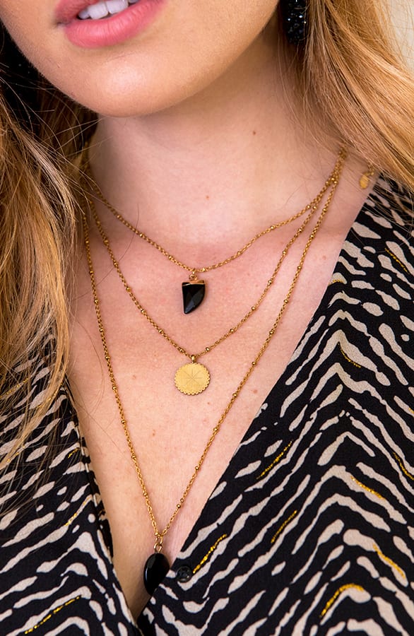 Ketting Met Edelstenen Goud Zwart – shoparchief, foto 2