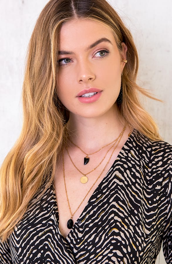 Ketting Met Edelstenen Goud Zwart – shoparchief, foto 1