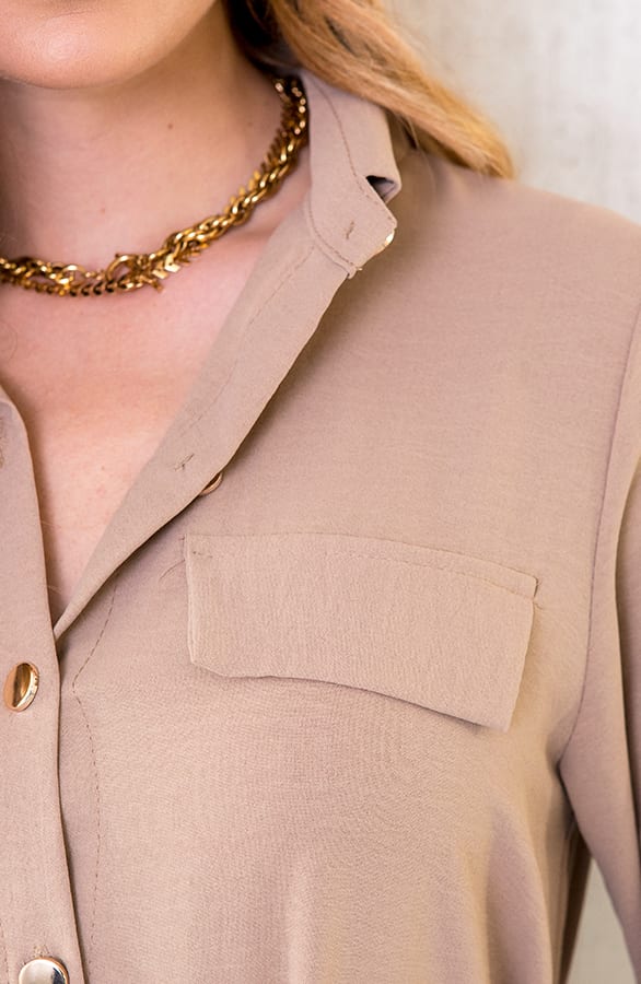 Knopen Jurk Lang Beige – shoparchief, foto 4