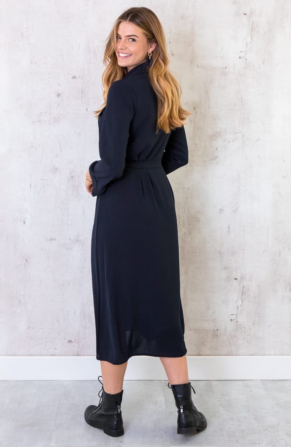 Knopen Jurk Lang Marineblauw – shoparchief, foto 4