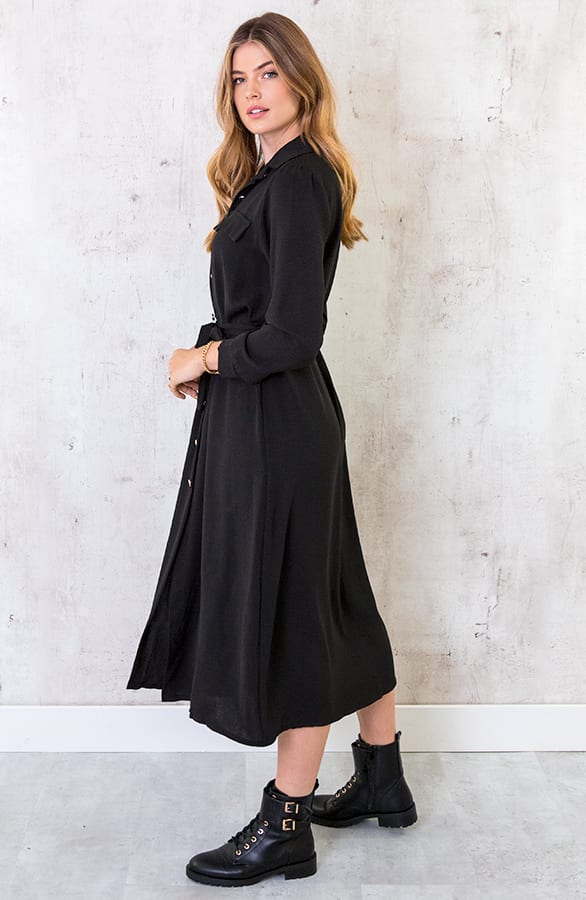 Knopen Jurk Lang Zwart – shoparchief, foto 2