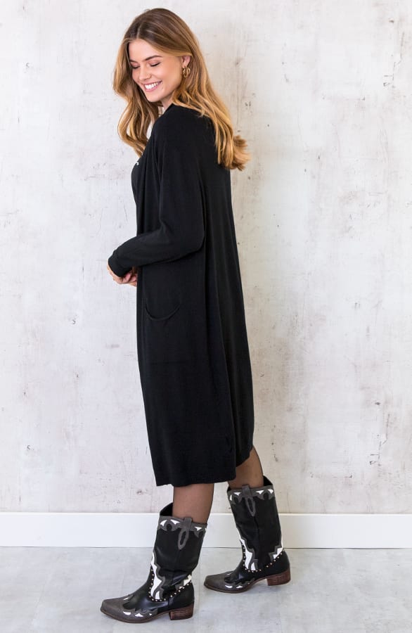 Long Jersey Cardigan Black – shoparchief, foto 2