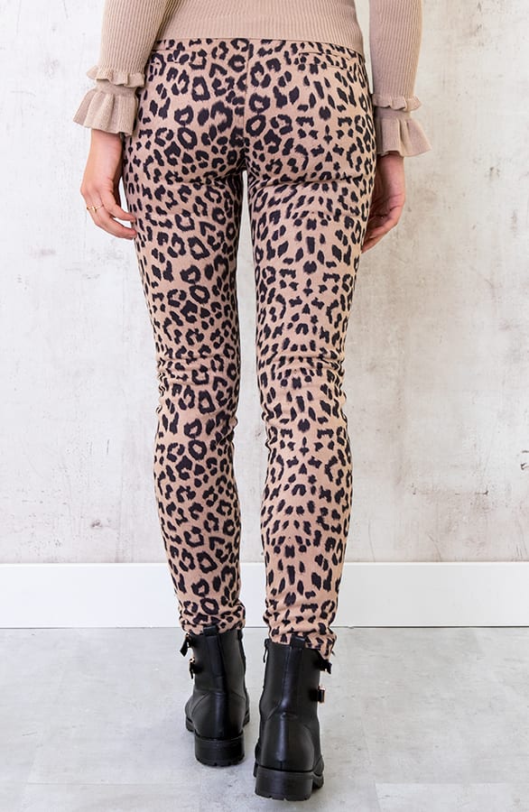 Low Waist Suede Leopard Broek Beige – shoparchief, foto 4