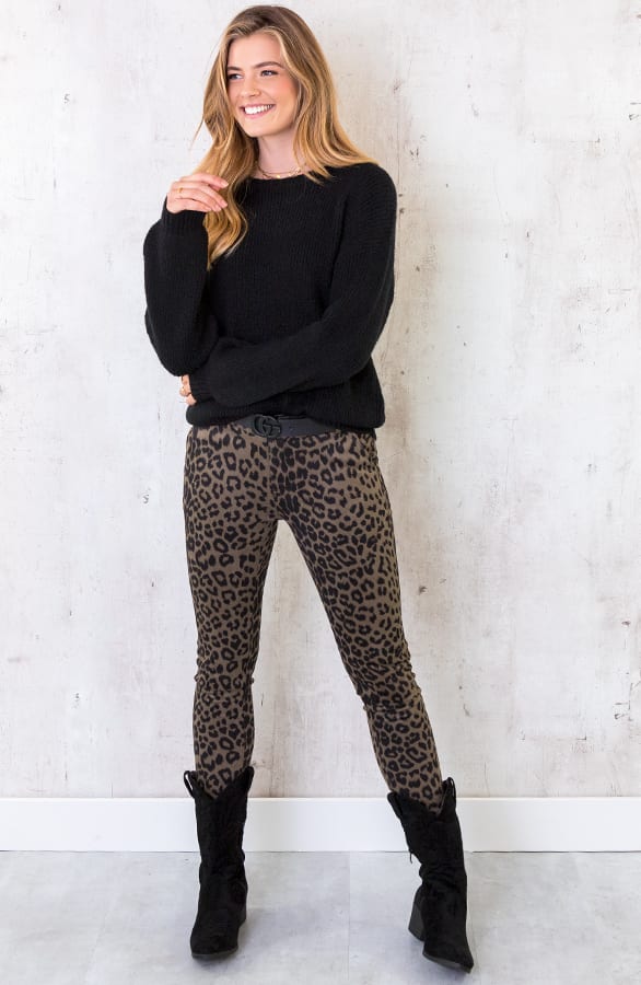 Low Waist Suede Leopard Broek Groen – shoparchief, foto 2