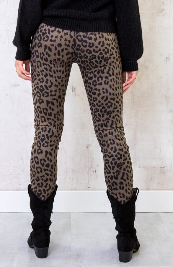 Low Waist Suede Leopard Broek Groen – shoparchief, foto 4