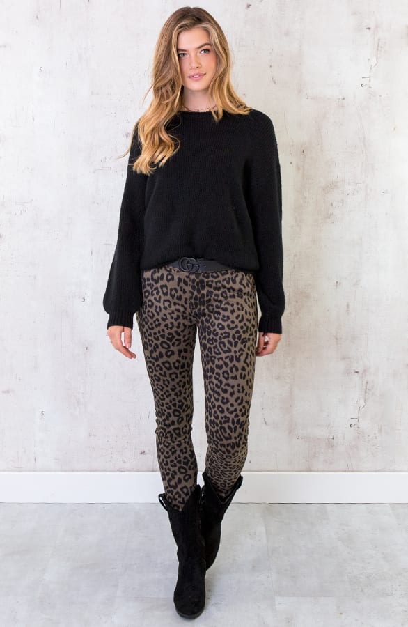 Low Waist Suede Leopard Broek Groen – shoparchief, foto 6
