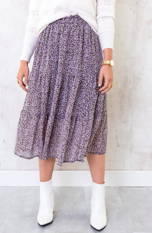 Midi Bloemen Rok Lila – shoparchief, foto 1