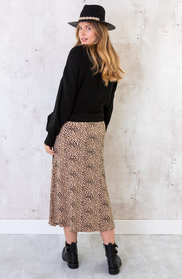 Midi Rok Cheetah Jersey Beige – shoparchief, foto 5