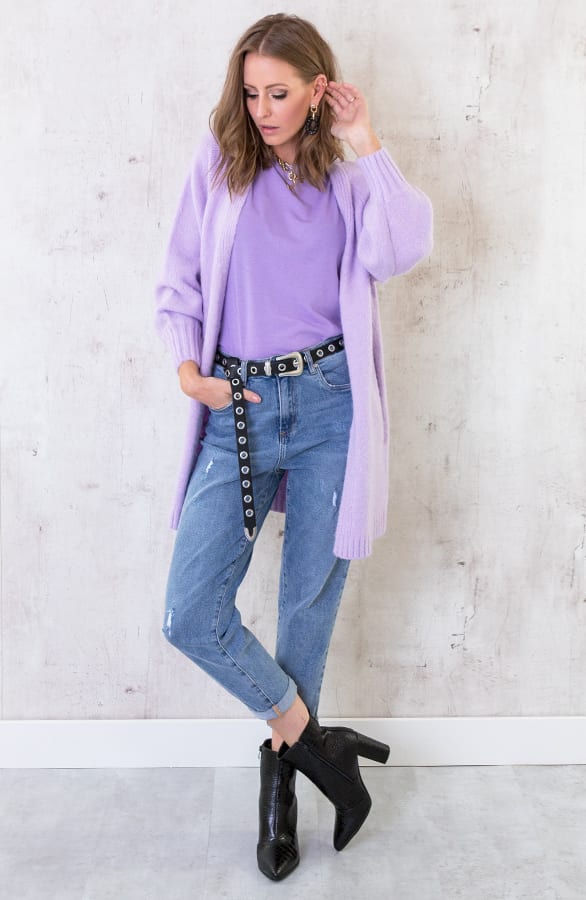 Oversized Vest Gebreid Lila – shoparchief, foto 3