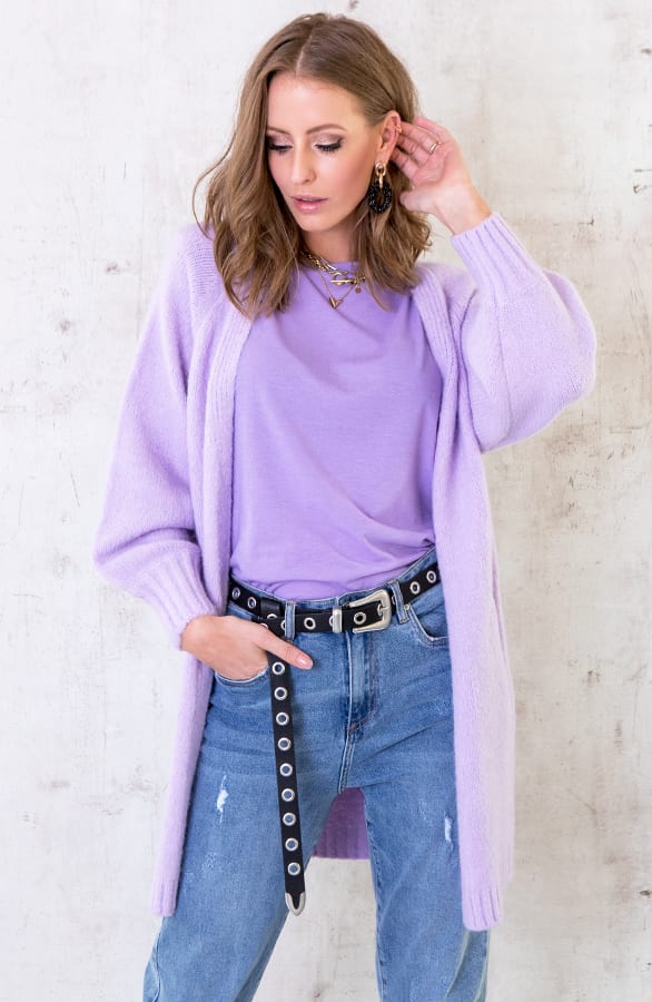 Oversized Vest Gebreid Lila – shoparchief, foto 2