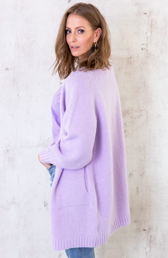 Oversized Vest Gebreid Lila – shoparchief, foto 1