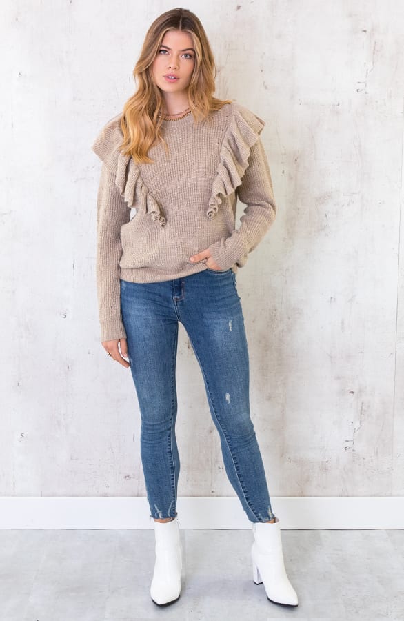 Ruches Glitter Trui Gebreid Taupe – shoparchief, foto 6