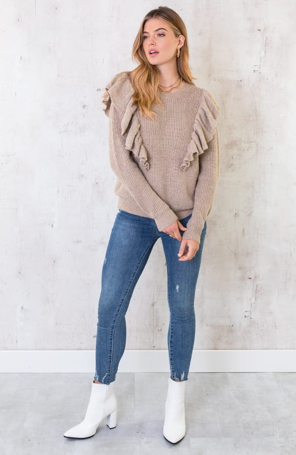 Ruches Glitter Trui Gebreid Taupe – shoparchief, foto 4