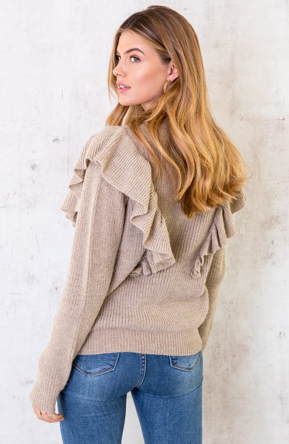 Ruches Glitter Trui Gebreid Taupe – shoparchief, foto 3