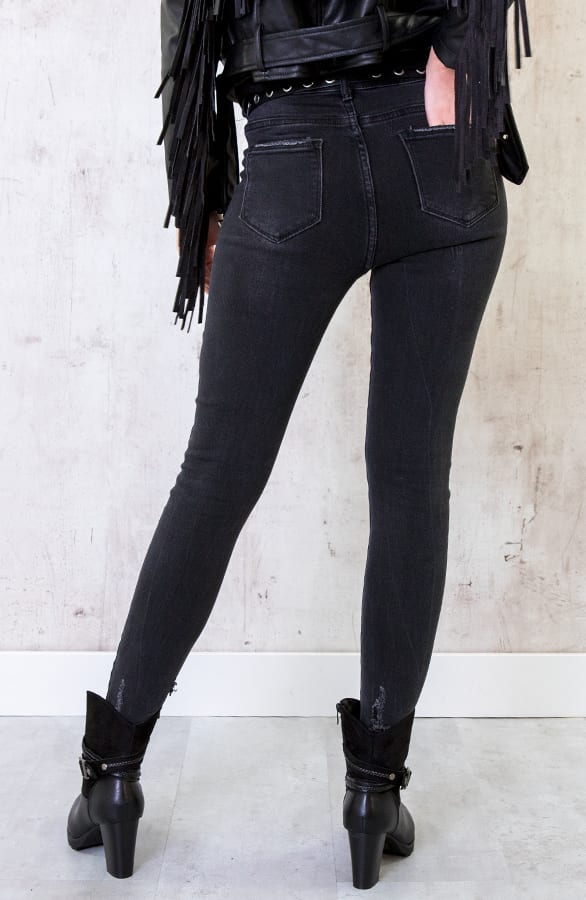 Skinny High Waisted Jeans Donkergrijs – shoparchief, foto 3