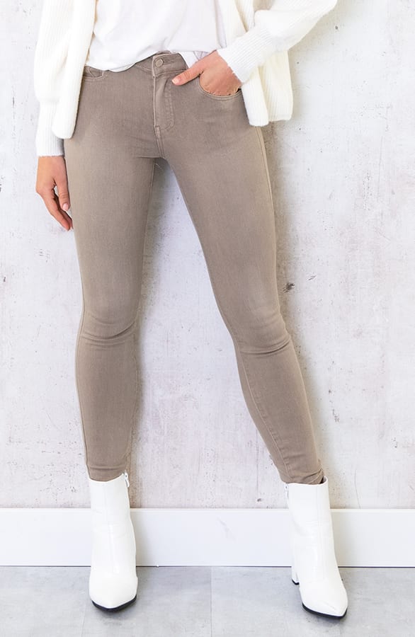 Skinny Spijkerbroek High Waist Taupe – shoparchief, foto 1