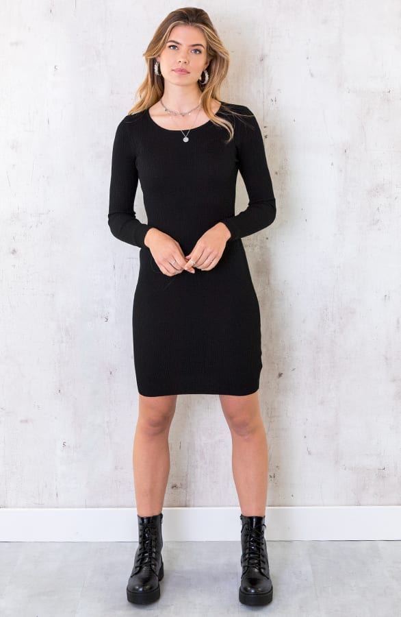 Stretch Jurk Ribstof Zwart – shoparchief, foto 2