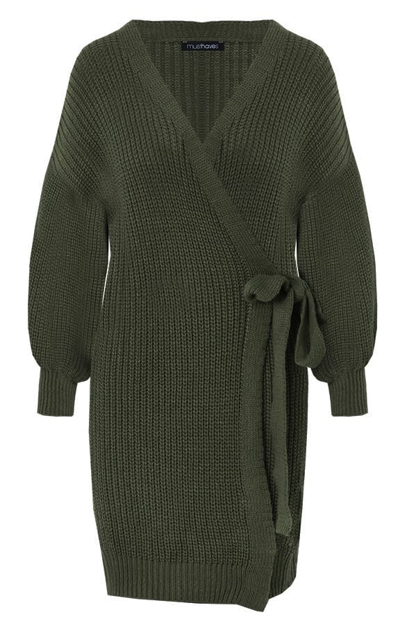 Strik Vest Gebreid Lang Legergroen – shoparchief, foto 7