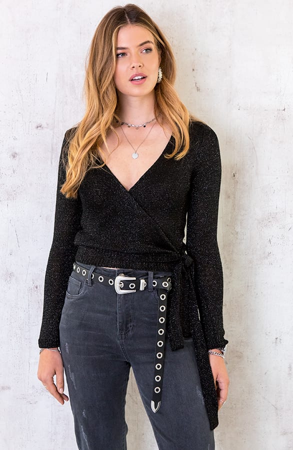 Strik Vest Lurex Zwart – shoparchief, foto 1