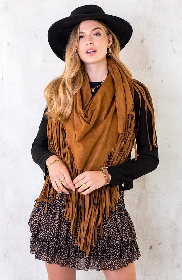 Suede Poncho Cognac – shoparchief, foto 2