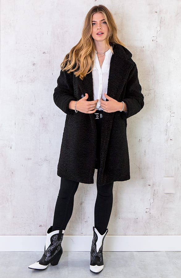 Teddy Coat Damen Schwarz, Shoparchiv, Foto 5