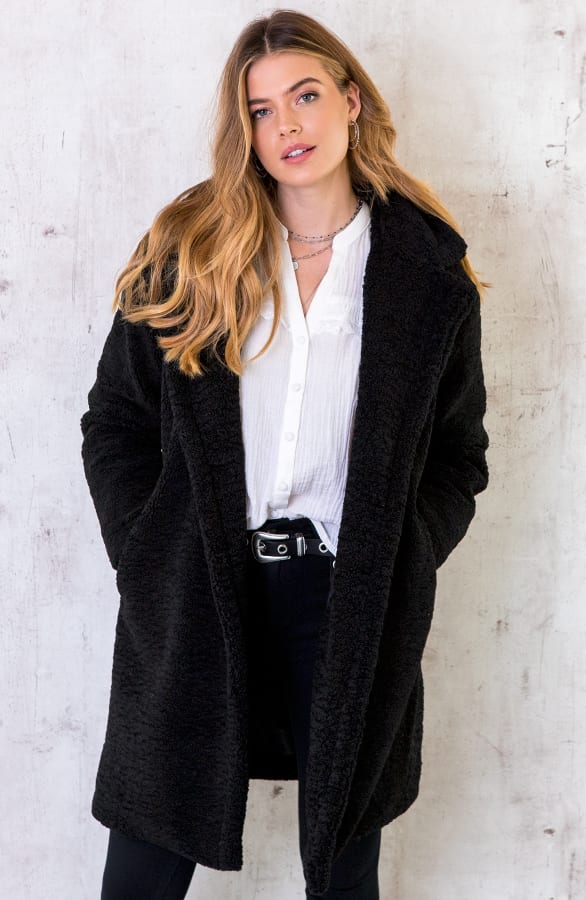 Teddy Coat Damen Schwarz, Shoparchiv, Foto 1
