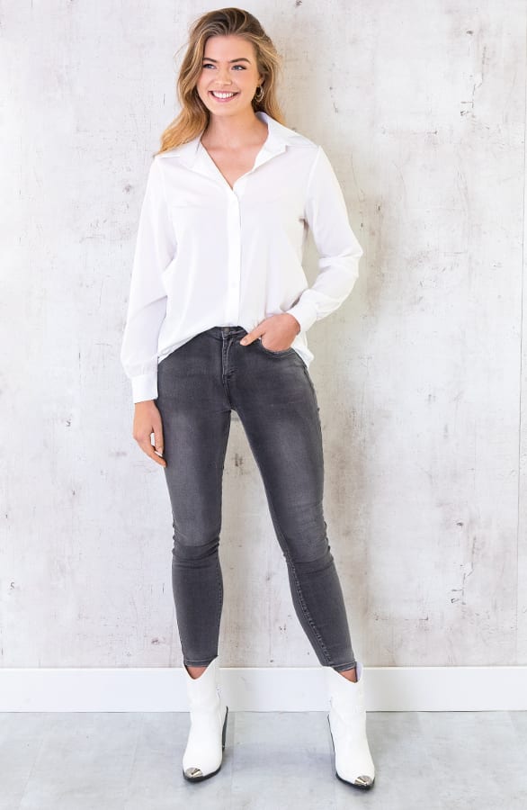 Basic Blouse Dames Wit – shoparchief, foto 4