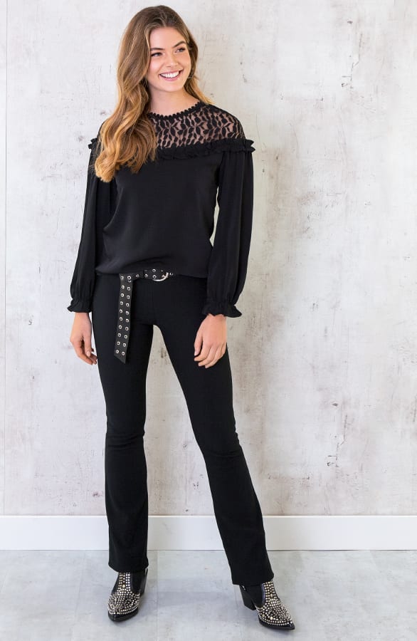 Blouse Met Kanten Bloemen Zwart – shoparchief, foto 4