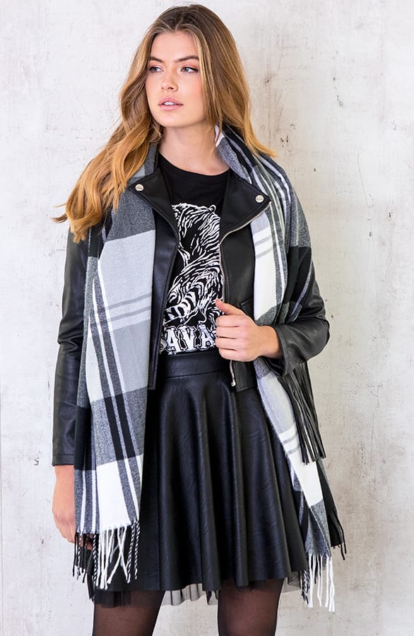 Cashmere Sjaal Geblokt Grijs – shoparchief, foto 2