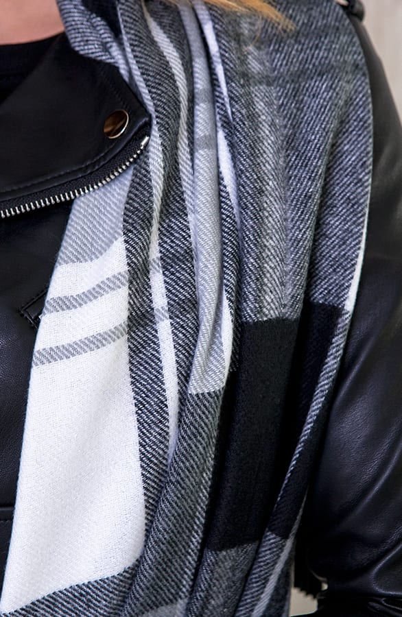 Cashmere Sjaal Geblokt Grijs – shoparchief, foto 3