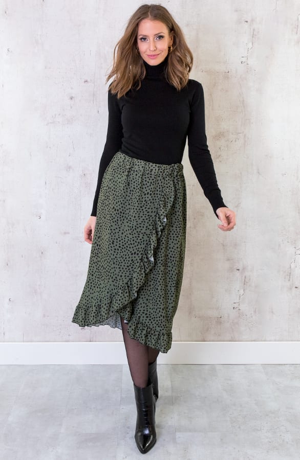 Cheetah Midi Rok Legergroen – shoparchief, foto 1