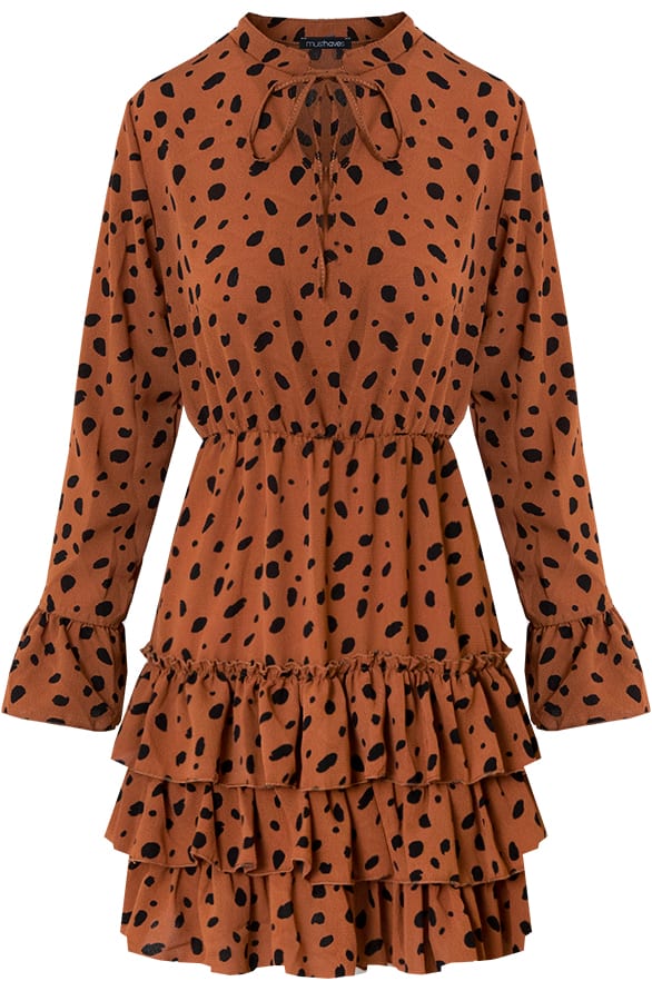 Cheetah Ruches Jurk Cognac – shoparchief, foto 7