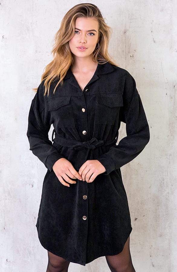Corduroy Jurk Zwart – shoparchief, foto 1