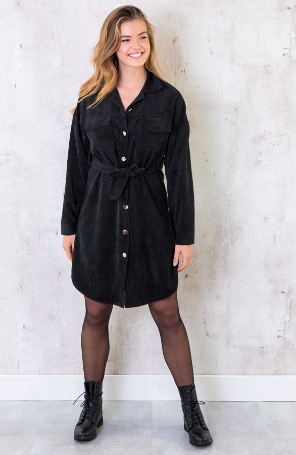 Corduroy Jurk Zwart – shoparchief, foto 3