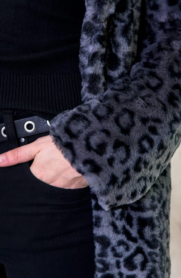 Faux Fur Jas Panterprint Grijs – shoparchief, foto 5
