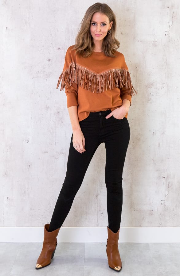Franje Studs Trui Camel – shoparchief, foto 4